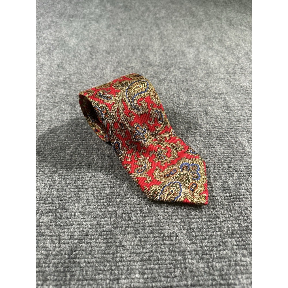 Robert Talbott 60" Best Of Class Red Tie Paisley Print Silk Made In USA